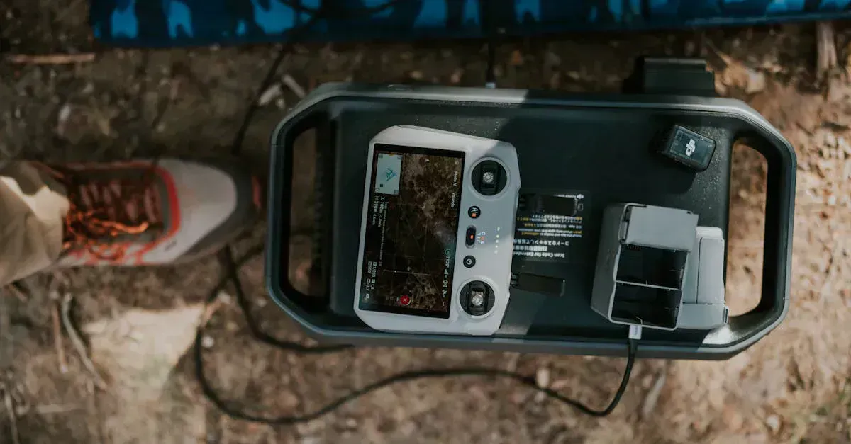 Portable power station set up outdoors